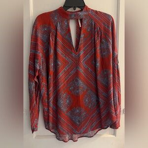 Free People Walking On a Dream Cut-Out Choker Tunic Top  Red Size XS